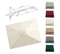 ENGTICUENU 4x3M Rectangulaire Auvent De Rechange pour Parasol Déporté Tissu De Rechange pour Parasol De Terrasse 8 Baleines Toile De Rechange pour Parapluie(Beige)