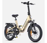 ENGWE L20 3,0 Boost Vélo électrique avec application, batterie 48 V 13,5 Ah jusqu’à 135 km, capteur de couple et freins hydrauliques, pneus 20 x 3,0, charge en 2 h - Doré