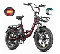 ENGWE L20 BOOST Rouge- Vélo électrique 20"" - Autonomie 140km - Batterie Amovible 48V13Ah - Fat bike