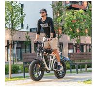 ENGWE M20 blanc - Vélo Électrique 20"" -Double moteur- Shimano 7 vitesses- Autonomie 150km - Batterie 48V26Ah - Tout suspendu