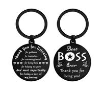 ENGZHI Porte-clés Boss Gifts pour homme - Best Boss Ever, Thank You - Cadeaux de reconnaissance de la part du personnel des employés, fête du patron à la retraite, Patron masculin, S