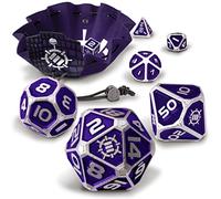 Enhance Gaming – Set de 7 dés métal D&D – Sac cuir végétalien 2-en-1 – Édition Collector Violet