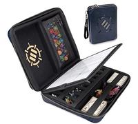 ENHANCE Édition Collector RPG Organisateur - DND Reliure avec Porte-Feuille et Effaçable Panneau, Zone de Lancement de Dés, Pochette à Stylo Amovible, Plateau en Mousse pour Figurines (Dragon Bleu)