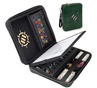 ENHANCE Édition Collector RPG Organisateur - DND Reliure avec Porte-Feuille et Effaçable Panneau, Zone de Lancement de Dés, Pochette à Stylo Amovible, Plateau en Mousse pour Figurines (Dragon Vert)