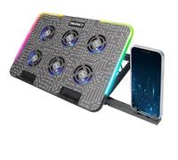 ENHANCE Gaming Voltaic 2 Support de Refroidissement - 6 Ventilateurs LED Bleu, 7 Hauteurs Réglables, Eclairage RVB - Support avec Porte-Téléphone, 2 Ports USB pour Ordinateur Portable 17 Pouces