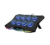 ENHANCE Infiltrate 3 Support de Refroidissement pour Ordinateur Portable avec Lumières RVB - Support de Jeu avec 8 Ventilateurs Ultra-Silencieux, 7-Angles Réglables, Double Hub USB, Métal