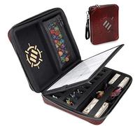 ENHANCE Édition Collector RPG Organisateur - DND Reliure avec Porte-Feuille et Effaçable Panneau, Zone de Lancement de Dés, Pochette à Stylo Amovible, Plateau en Mousse pour Figurines (Dragon Rouge)