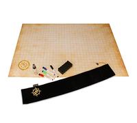 ENHANCE RPG Grid Mat - Table DND Map (61x91cm) Jeu de rôle effaçable à Sec DND Mat Gaming Set, Tapis de Jeu effaçable parchemin Battle Grid avec Pochette de Voyage, kit de marqueurs