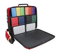 ENHANCE Sac à Bandoulière MTG Édition Designer avec Séparateurs Personnalisables et Poche pour Boîtes de Deck et Dés - Compatible avec Magic The Gathering, Pokémon, Lorcana (Rouge)