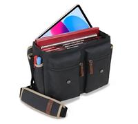 ENHANCE Sac DND Édition Designer - Sac Messager Élégant pour Joueur de RPG Donjons et Dragons, Compatible avec Manuel, Classeurs, dés et Accessoires, avec Housse et Poches pour Tablette (Noir)