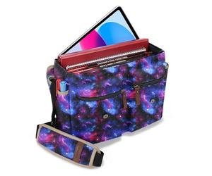 ENHANCE Sac DND Édition Designer - Sac Messager Élégant pour Joueur de RPG Donjons et Dragons, Compatible avec Manuel, Classeurs, dés et Accessoires, avec Housse et Poches pour Tablette (Galaxie)