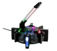 ENHANCE Support de Câbles Bungee Pro Souris Gaming avec 4 Ports Hub USB, Bras Métallique Flexible, 7 Modes Eclairage LED, Gestion de Câbles