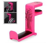 ENHANCE Support de casque de jeu pour PC - Support de casque avec bras rotatif réglable à 360°, design à pince sous le bureau, ajustement universel et organisateur de clip de câble intégré - Rose