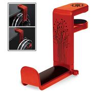 ENHANCE Support Casque Audio de Jeu ou de Musique avec Bras Pivotant à 360 Degrés, Pince de Fixation Format Universel pour Table et Bureau avec Rangement pour Câble Intégré - Rouge