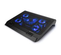ENHANCE Support Refroidisseur PC Portable, Plaque de Refroidissement de 5 Ventilateurs avec LED Bleues et 2 Ports USB - Compatible avec Support Ordinateur Portable et Notebook - Dim: 40 x 32.4 cm