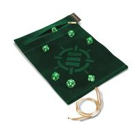 ENHANCE Tapis de Jeu de Dés Roll on a Scroll et Ensemble de 7 Dés en Acrylique - Étui à Dés en Velours, Support et Plateau Compatibles avec DND et Autres Jeux de Table - Vert