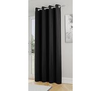 Enhanced Living Nightfall Rideau de Porte à œillets Simple et Super Doux - Économie d'énergie et réduction du Bruit - pour Salon et Chambre à Coucher - Noir uni - 168 x 214 cm