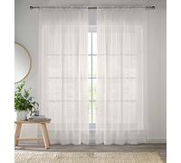 Enhanced Living Paire de voilages tissés Unis à Fentes pour Salon - 145 x 229 cm - Crème