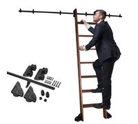 ENHEN Échelle de Bibliothèque Roulante Robuste, Kit de Rails Coulissants Mobiles pour Escalier de Loft Residenceia, Rails Coulissants Stables Noirs (sans Échelle)(200 cm)