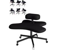 ENHEN Siège Assis Genoux, Chaise de Bureau Ergonomique Croisé à Pattes, Chaise de Méditation à Hauteur Réglable avec Roues pour Bureau/Maison pour S'asseoir (Color : Black)