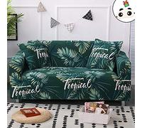 Enhome Extensible Housse de Canapé avec Accoudoirs, 1/2/3/4 Places Plantes Tropicale Housse de Fauteuil Élastique Revêtement de Canapé Stretch Couvre Couverture de Sofa (2 Places,Vert Tropical)
