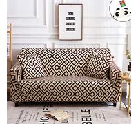 Enhome Extensible Housse de Canapé avec Accoudoirs, 1/2/3/4 Places Style Classique Housse de Fauteuil Élastique Revêtement de Canapé Stretch Couvre Couverture de Sofa (Géométrie Brune,1 Place)