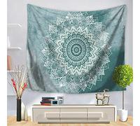 Enhome Tapisserie Murale, Mandala Européen Style Indien Polyester Tenture Couverture Pique-Nique Nappe Tapestry Chambre Décorations pour La Maison Lumières LED (Mandala Vert Clair,200 * 150cm)