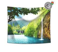 Enhome Tapisserie Murales Chambre, 3D Paysage D'extérieur Vert Imprimé Nordique Moderne Grande Taille Art Nature Home Parfait Décoratives pour Salon à Coucher Dortoir (Lumière du Soleil,200×170cm)