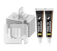 Enhon 100 Pièces Crochets Adhésifs pour Filet À Chat pour Balcon avec 4 Pièces 40 ML Adhésif De Montage Extra Fort, Pc Transparent, Résistant Aux UV, Fixation De Fenêtre Filet À Chat pour Balcon