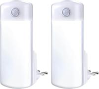 Enhon 2 Pcs Veilleuses 4 en 1 Amovibles avec Batterie Veilleuses LED à Douille Rechargeables Veilleuse Enfichable avec Prise UE Lampes de Poche à Détecteur de Mouvement pour Panne de Courant