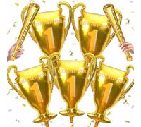 ENHZHIC 7 Pièces Ballons Trophée Champions, Doré Trophée Champion Gonflable Décorations pour Anniversaire Sport Football Adulte Enfant (D)