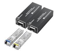 ENIANHUA Une paire de convertisseurs de médias Gigabit à fibre optique monomode LC avec 2 modules SFP BiDi pré-appariés 1,25 G, 1550 nm TX/1310 nm RX, 10/100/1000Base-T RJ45 vers 1000Base-BX LC, SMF