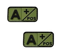 EnigmaGlow Lot de 2 petits patchs tactiques 3D en caoutchouc PVC type A Positif avec crochet (vert compatible avec A positif)