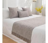 Enigmaire Chemin De Lit,Serviette De Bout De Lit,Couleur Unie Chemin De Lit,Chemin De Lit Qui Ne Se DéColore Pas,Couleur Unie,2 Taies d'oreiller,pour Chambre HotêL Maison,pour TrèS Grand Lit