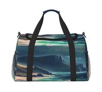 Enigmatic Shores - Sac de voyage pliable avec imprimé Shores pour homme et femme, sac fourre-tout spacieux pour le rangement d'articles de toilette, bagages, articles personnels, noir, taille L, Noir