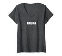 Enigme T-Shirt avec Col en V, Femme, Chiné Foncé, XL