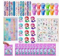 ENIKMOSD Cadeaux Anniversaire Enfants Invités Sirène,72 piècesCadeau pour Fête Sirènes,Sirene Fille Pinata Anniversaire avec Carnet Crayon Gomme Bracelets Tampons Enfants Tatouages