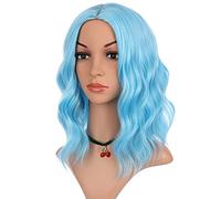 eNilecor Perruque bleue courte pour femme, naturelle colorée, 35,6 cm, perruque synthétique pour costume, fête, cosplay (bleu ciel)
