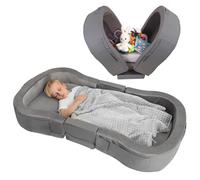 ENITYA Lit de voyage pour tout-petit, lit de sol pliable pour voyage, lit portable pour enfants, lit lavable pour enfants de 18 à 5 ans, gris