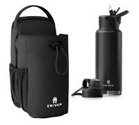 ENIVAN - Pack Salle de Sport, Sac Magnétique Noir + Gourde Isotherme 1L - Aimant Puissant, Poche Téléphone, Bandoulière, Fitness