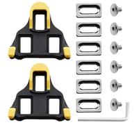 EnixwH 15 Pièces Cale Pied Velo, Cale 6° Compatible avec Les Cales de Vélo 3 Trous, Cales pour Chaussures de Cyclisme Antidérapant, Crampons SPD Vélo de Route pour VTT D'intérieur (Jaune)