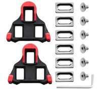 EnixwH 15 Pièces Cale Pied Velo, Cales pour Chaussures de Cyclisme 3 Trous, Cale 6° Compatible avec Les Cales de Vélo Antidérapant, Crampons SPD Vélo de Route pour VTT D'intérieur (Rouge)