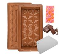 EnixwH 2 Moule Tablette Chocolat, Moule Chocolat en Silicone, Moules à Chocolat en Silicone Profond pour Tablette de Chocolat, Moule à Chocolat Profond pour Bonbons Gelées Chocolats Carré (Marron)