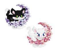 EnixwH 2 Pièces Chat Mini Blocs de Construction Mini Brique Figure Jouets | Animal Miniature Chat Bloc Décoration Briques Animaux Jouets Convient Bricks Cadeau pour Adulte Enfant