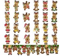 EnixwH 24 Pièces Pendentif Noel, Sapin en Bois à Décorer Élan Créatif, Noel Decoration Fixation Murale, Décoration Sapin Naturel Pendentif pour Poignées Porte Murs Cheminée Fenêtres