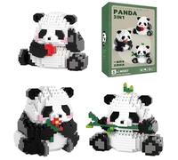 EnixwH 3 in 1 Panda Blocs De Construction, 686 Pièces Mini Brique Figure Jouets, Panda Micro Blocs De Construction, Mini Animal Miniature Panda Bloc De Construction Décoration pour Adulte Enfant