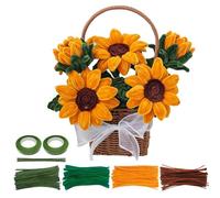 EnixwH 300 Pièces Cure-Pipes pour Le Bricolage, Kit Bouquet Cure Pipe Chenille Loisir Creatif, Fleurs Fil Chenille pour Bouquets De Tournesols et Loisirs Créatifs Bricolage