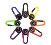 EnixwH 8 Pcs Mini Mousqueton Multifonction avec Boussole, Randonnée, Enfant pour Extérieur Survie Crochet, Porte-Clés