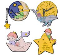 ENIXWH Broche Petit Prince Broche Poupée Goutte Huile Insigne Aiguille Alliage Broche Cadeau de Noël 4 Pièces/Set, 3x3cm, Métal