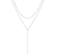 EnixwH Collier Collier Femme en Forme de Y Plaqué Argent Longue, Bijoux Femme Réglable, Sautoir Chaine Argent Élégant pour À Porter au Quotidien Dîner Fête Cadeaux pour Les Autres